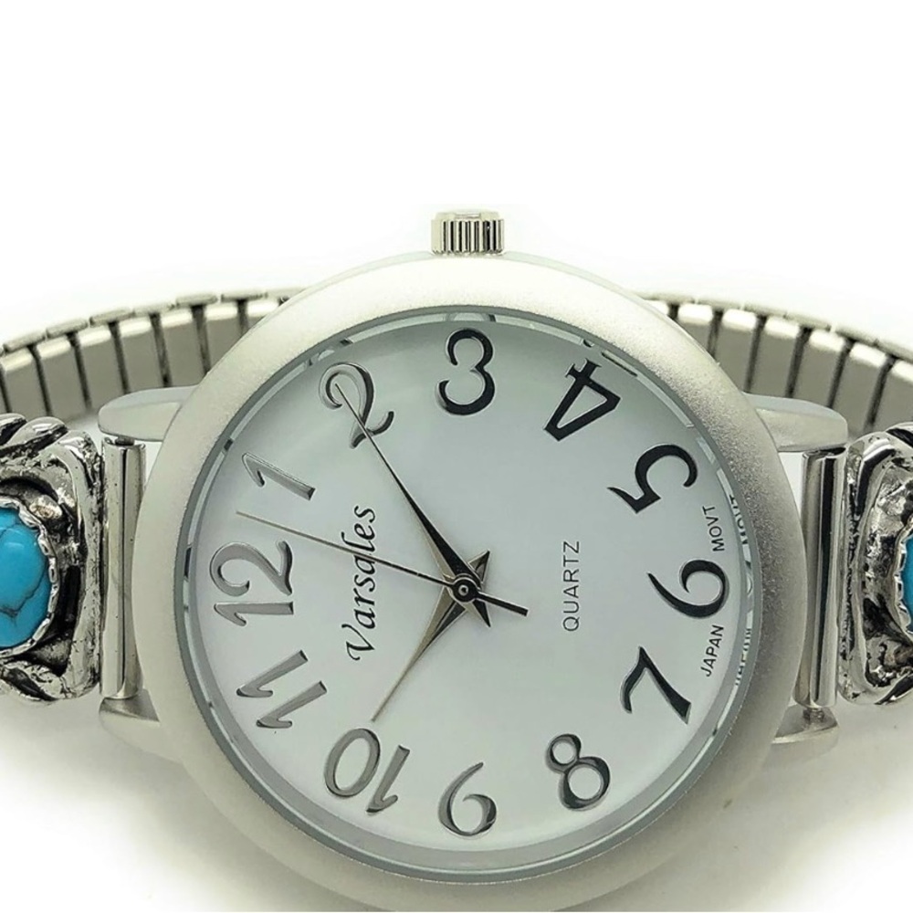 Varsales Women's Watch SouthWestern Turquoise And Blue Stones Elastic Band EUC - Picture 3 of 5